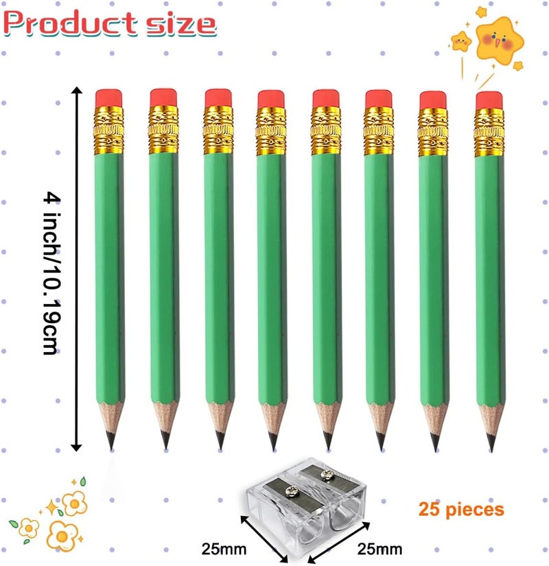 Adhere 25pcs Golf Pencils with eraser Hexagon Wooden Pencils Graphite 2B for Golf Event Scoring,Classroom,Wedding,Company Meetings,Pew, Pocket (Light Green) - Image 2
